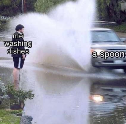 The Perils of Spoon-Washing Adventures: When Water Sprays Everywhere